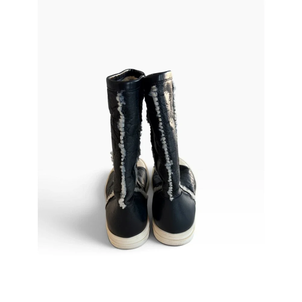 Rick Owens DRKSHDW Shearling Leather Boots Black Milk W18 3349 IT 37 US 7